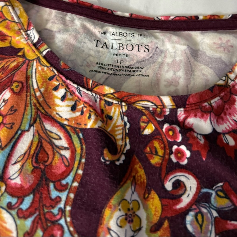 Talbots “The Talbots Tee” Long Sleeve Floral Print Crewneck Shirt - Petite - Picture 5 of 10